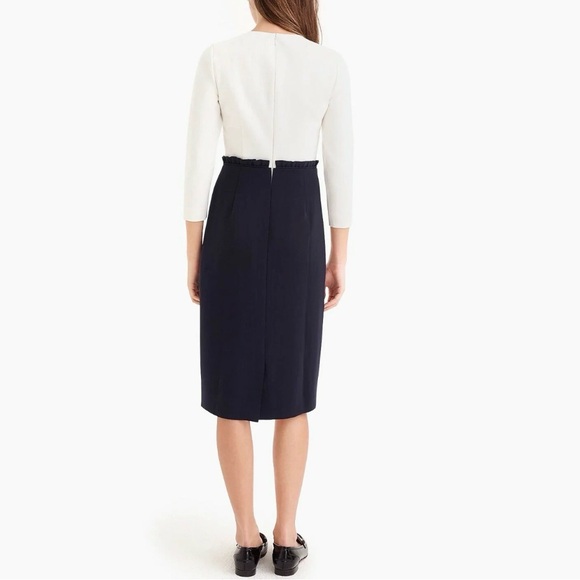 J.Crew 365 Colorblock Sheath Dress Ivory Navy NWT | Size 4T | Midi Work Office - Picture 7 of 7